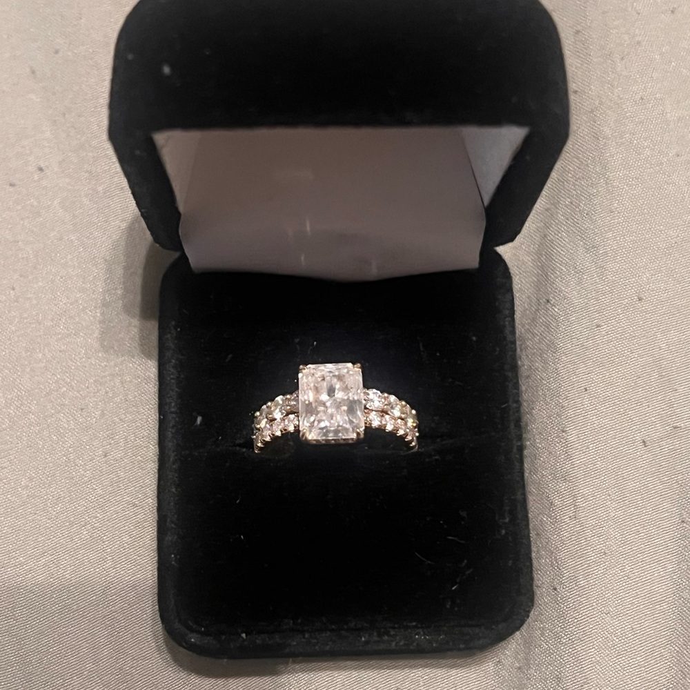 Silver Three Stone Engagement Ring